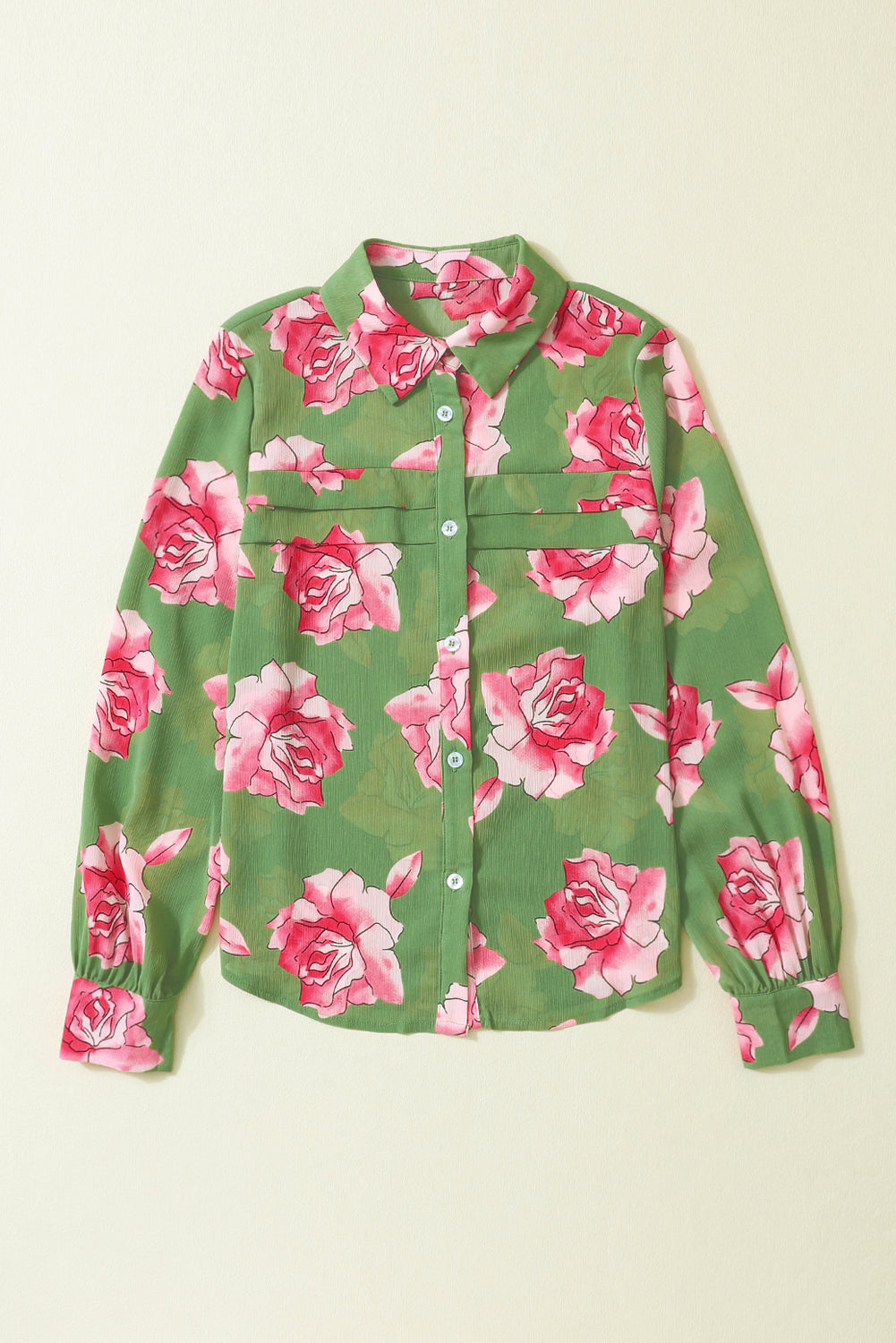 Chemise à manches bouffantes à imprimé floral vert vert