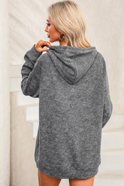 Mineral Washed Grey Drawstring Kangaroo Pocket Hoodie