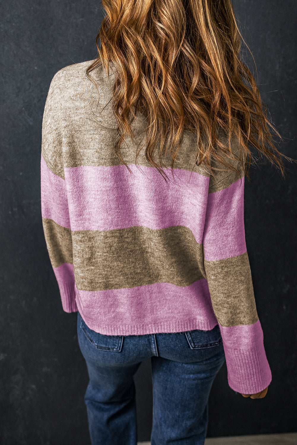 Rose Stripe Crew Neck Wide Glookblock Sighi