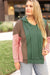 Breen Patchwork Colorblock V-Neck Plus Size Hoodie