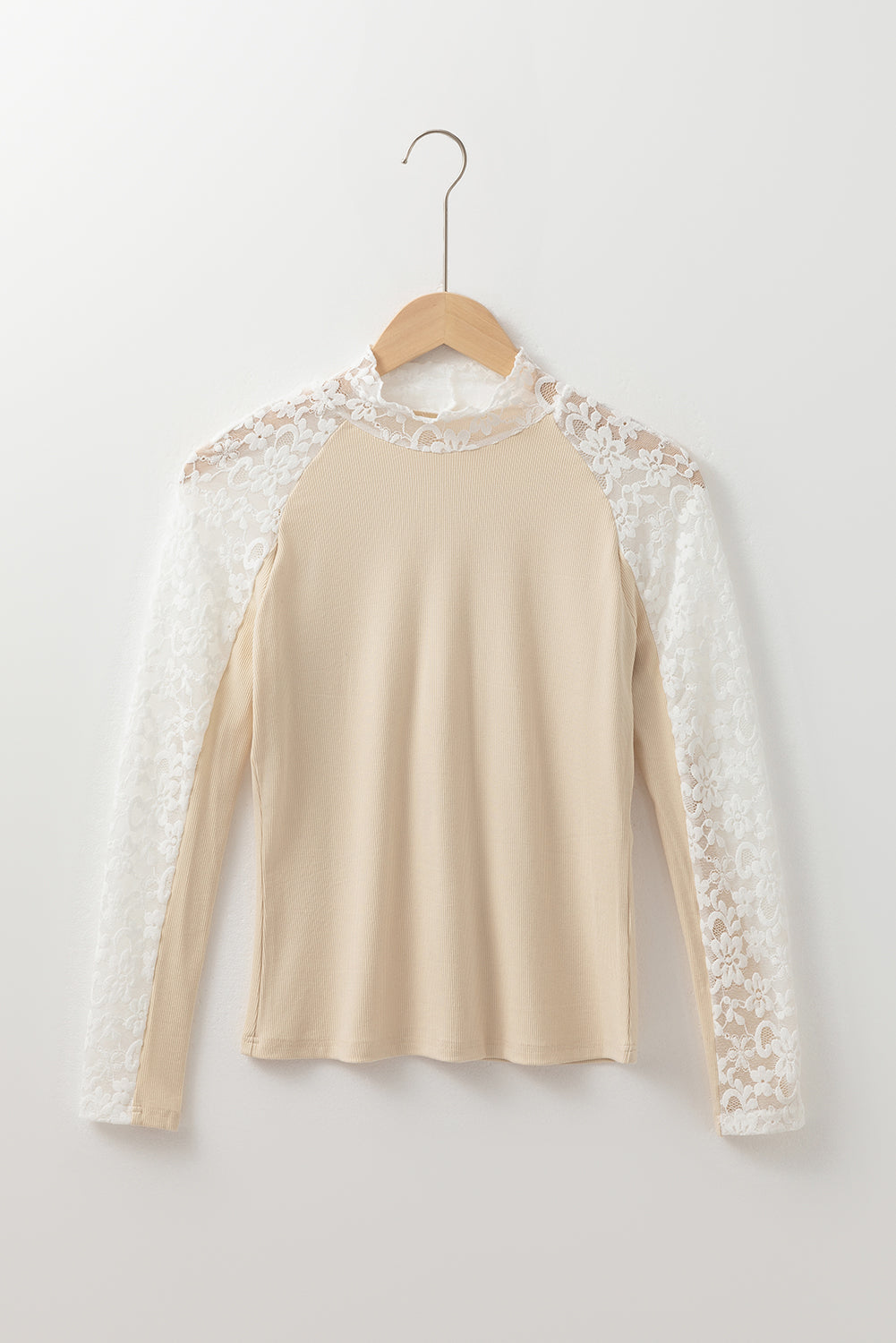 High slim beige with long sleeves and high collar *