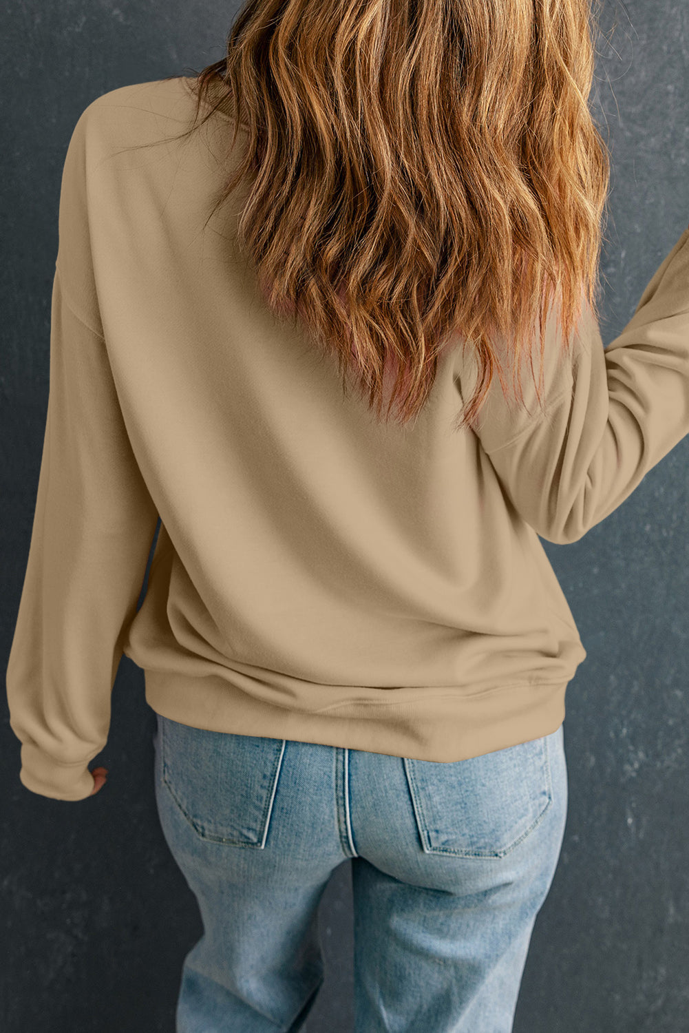 Sweat-shirt Khaki Solid Classic Crewneck Pullover