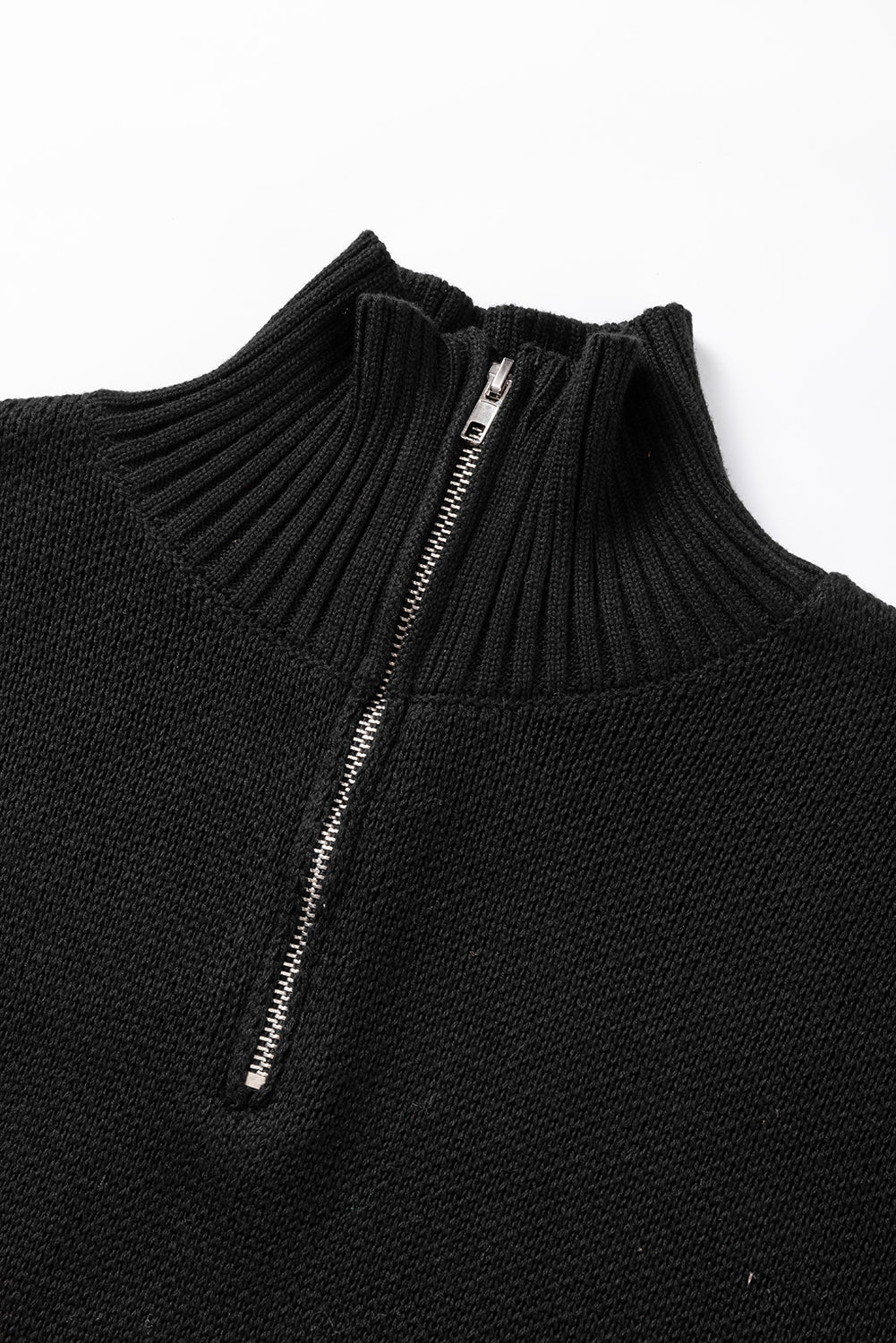 Maglione a manicotto a pipistrello corto a Zip Black Quarter Zip