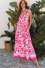 Robe longue à fleurs roses *