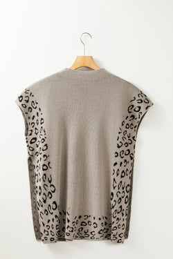 Ample Gray Smoked Gray with short sleeves and high collar with leopard border