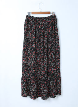 Trust high with black multicolored floral ruffles and long skirt