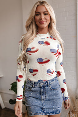 White body with long sleeve in glitter mesh Americaa