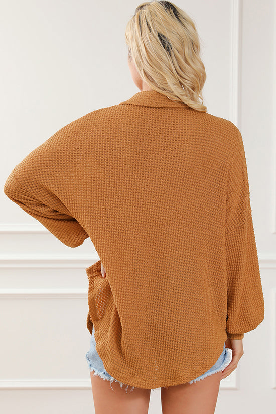 Decreeed shirt buttoned in brown embodied knitting