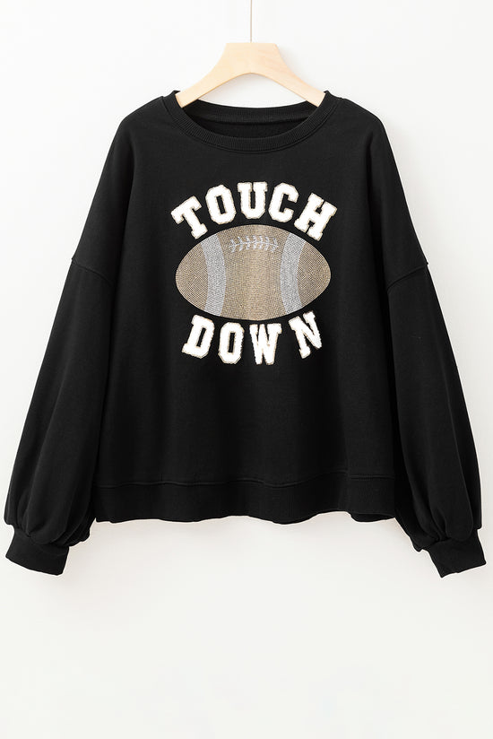 TOUCH DOWN Black Football Sweatshirt