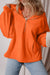 Orange full hooded sweatshirt with kangaroo pockets and semi-ferms flash doubled with fleece