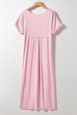 Robe t-shirt longue rose *