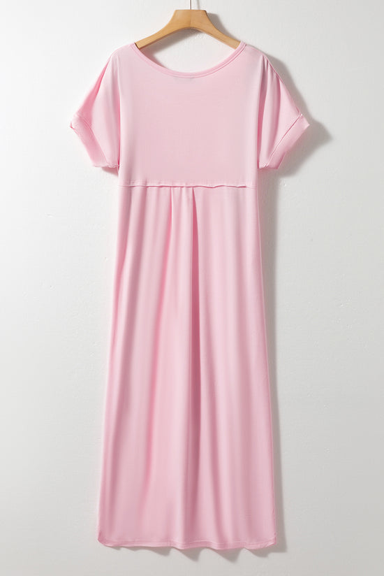 Vestido de camiseta rosa largo *