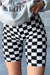 High waist cycling shorts print black checkered *