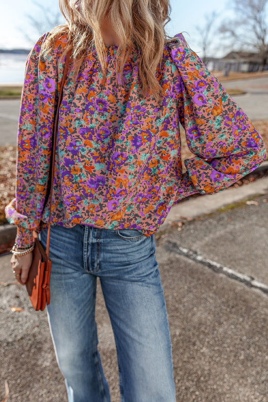 Violet blouse with floral print *