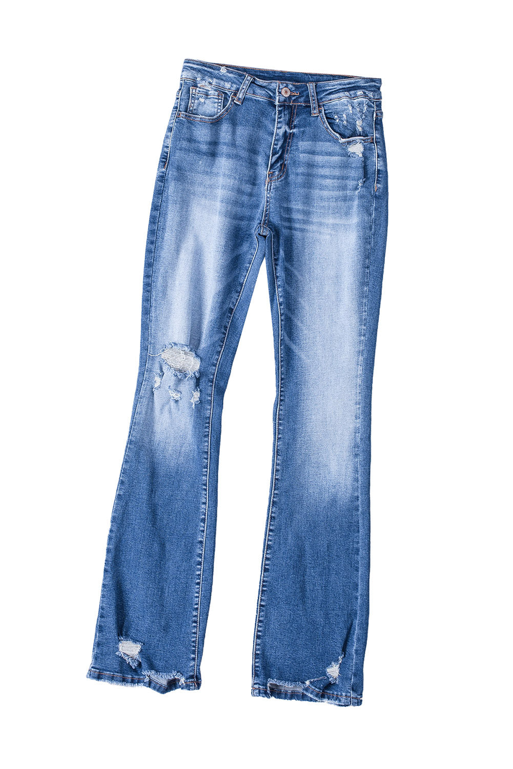 Jeans de bengala angustiados azules