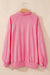 Oversized sweatshirt with balloon sleeves and snap collar in solid pink