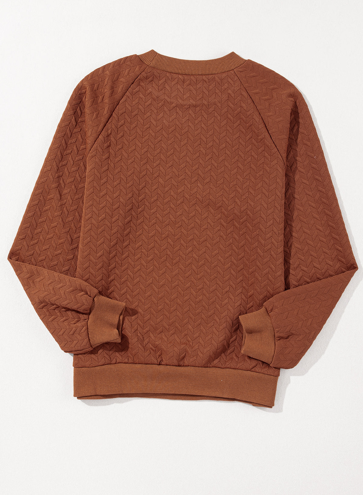 Sweat-shirt à manches raglan texturé uni marron