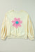 Beige puff sleeve sweatshirt with Tinsel flowers