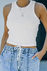 Débardeur côtelé moulant moulant blanc Fashion-A WOMAN WE LOVE