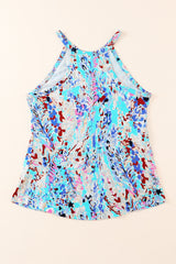 Débardeur dos nageur à imprimé floral tropical bleu ciel-A WOMAN WE LOVE