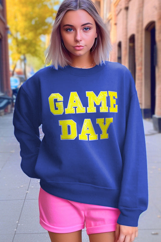 Dark Game Day Crew Neck Graphic SweShirt