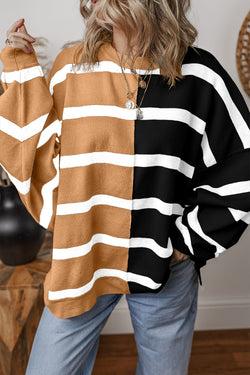 Color Block beige over-dimensional sweater *