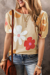 T-shirt à manches bulles et imprimé fleurs *