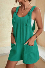 Combi-short texturée à poches et bretelles réglables-A WOMAN WE LOVE