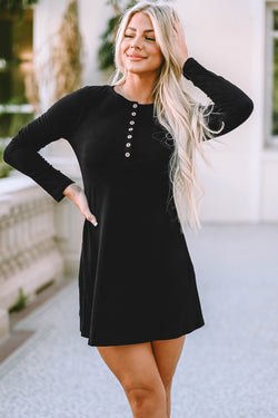 Vestido Henley Black United con mangas largas