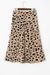 Khaki mid-length skirt with leopard print and split hem