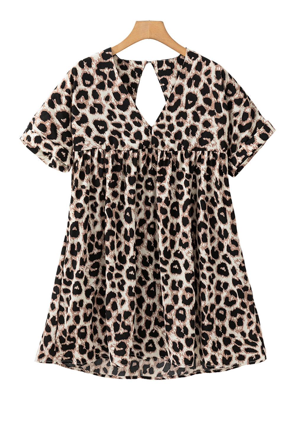 Khaki mini-Robe with Guépard print *