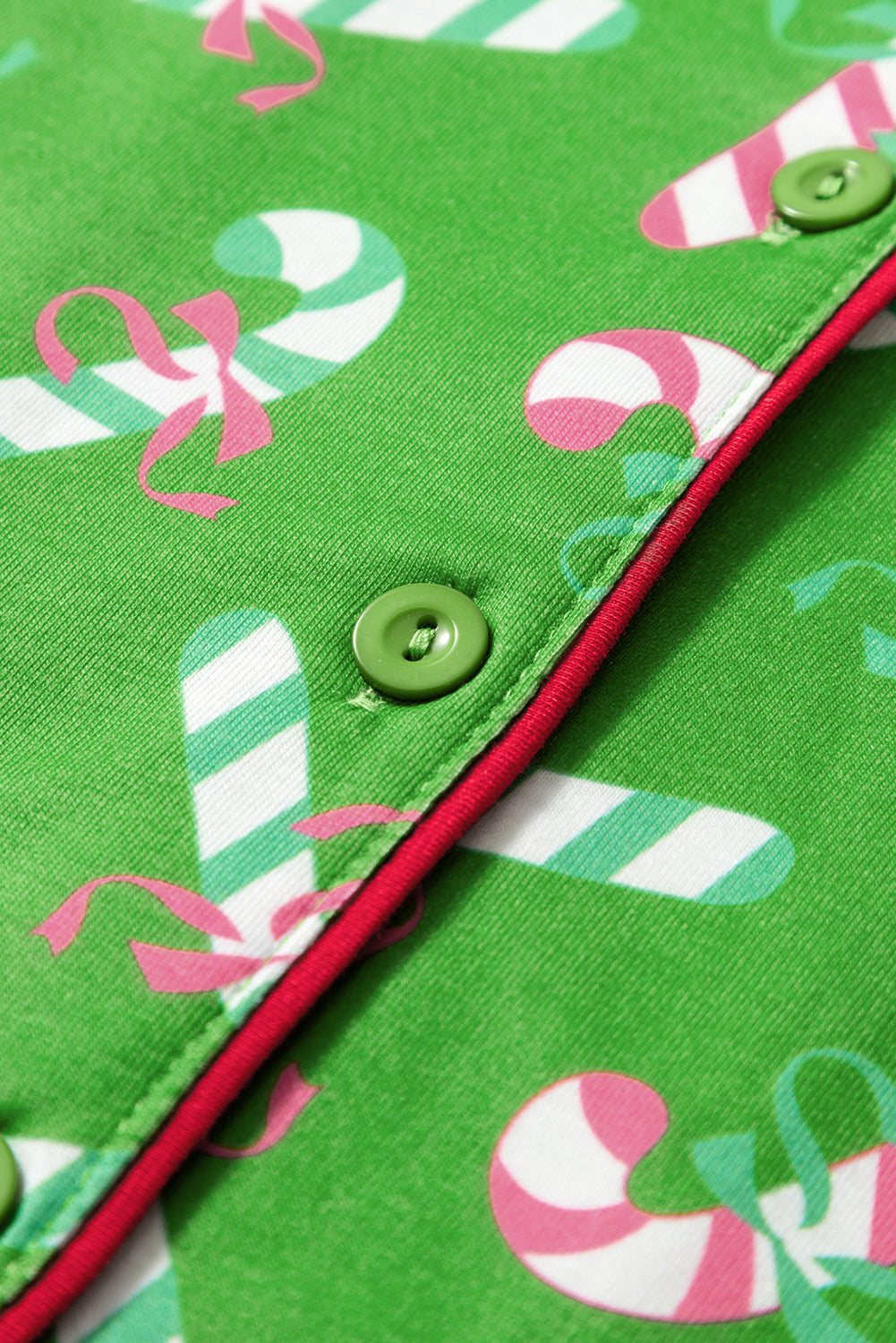 Ensemble de pyjama noué avec poches et imprimé canne en bonbon de Noël vert