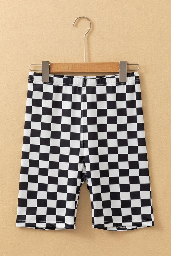 High waist cycling shorts print black checkered *