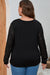 Black contrast long sleeve top with sequins, plus size