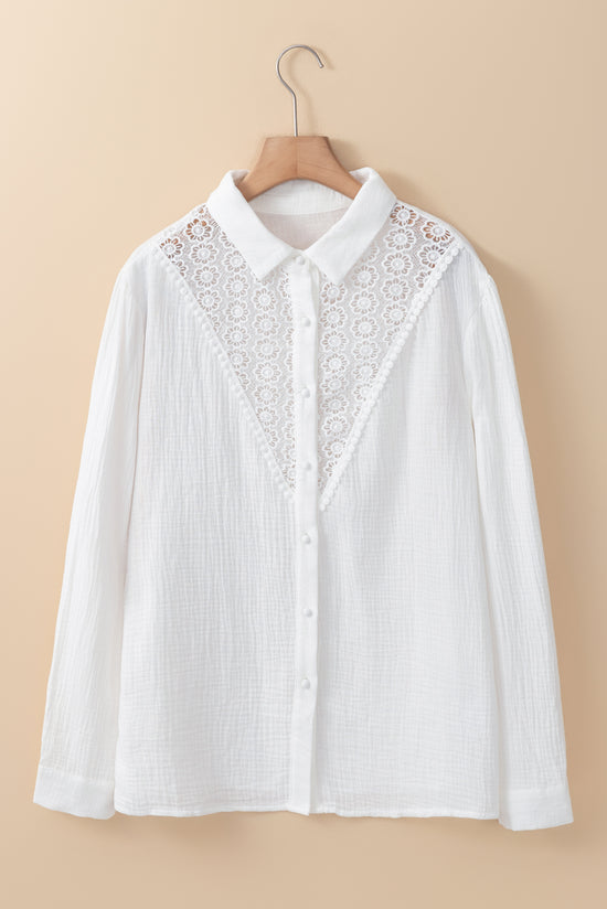 Camisa de encaje floral blanco