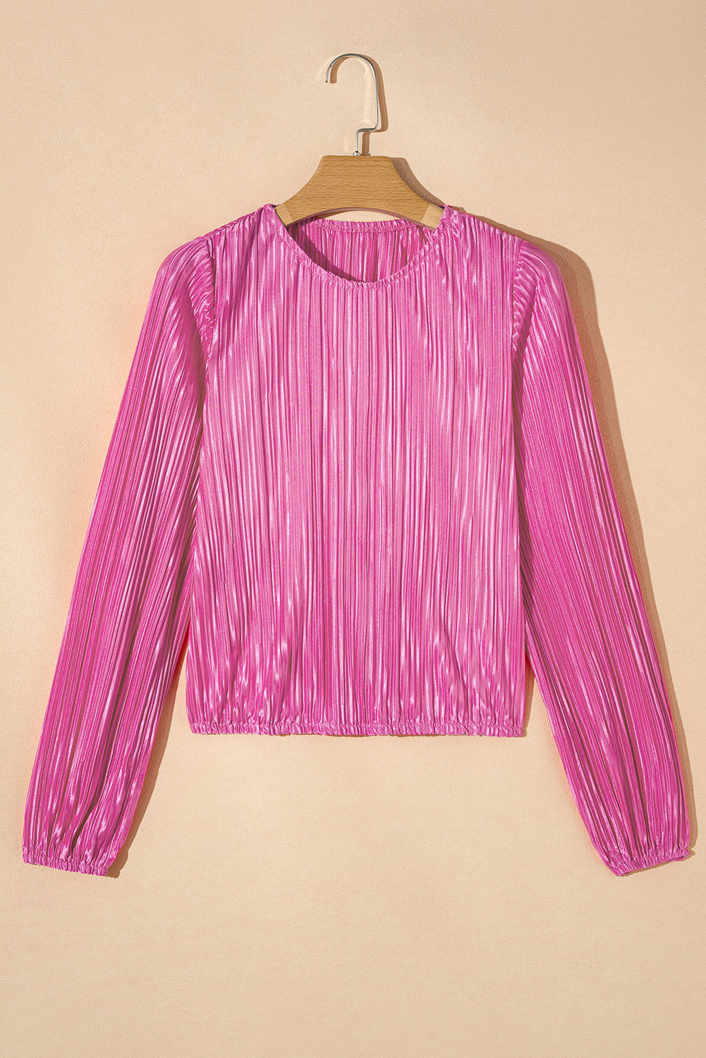 Bonbon Pleated Luster Long Sleeve Blouse