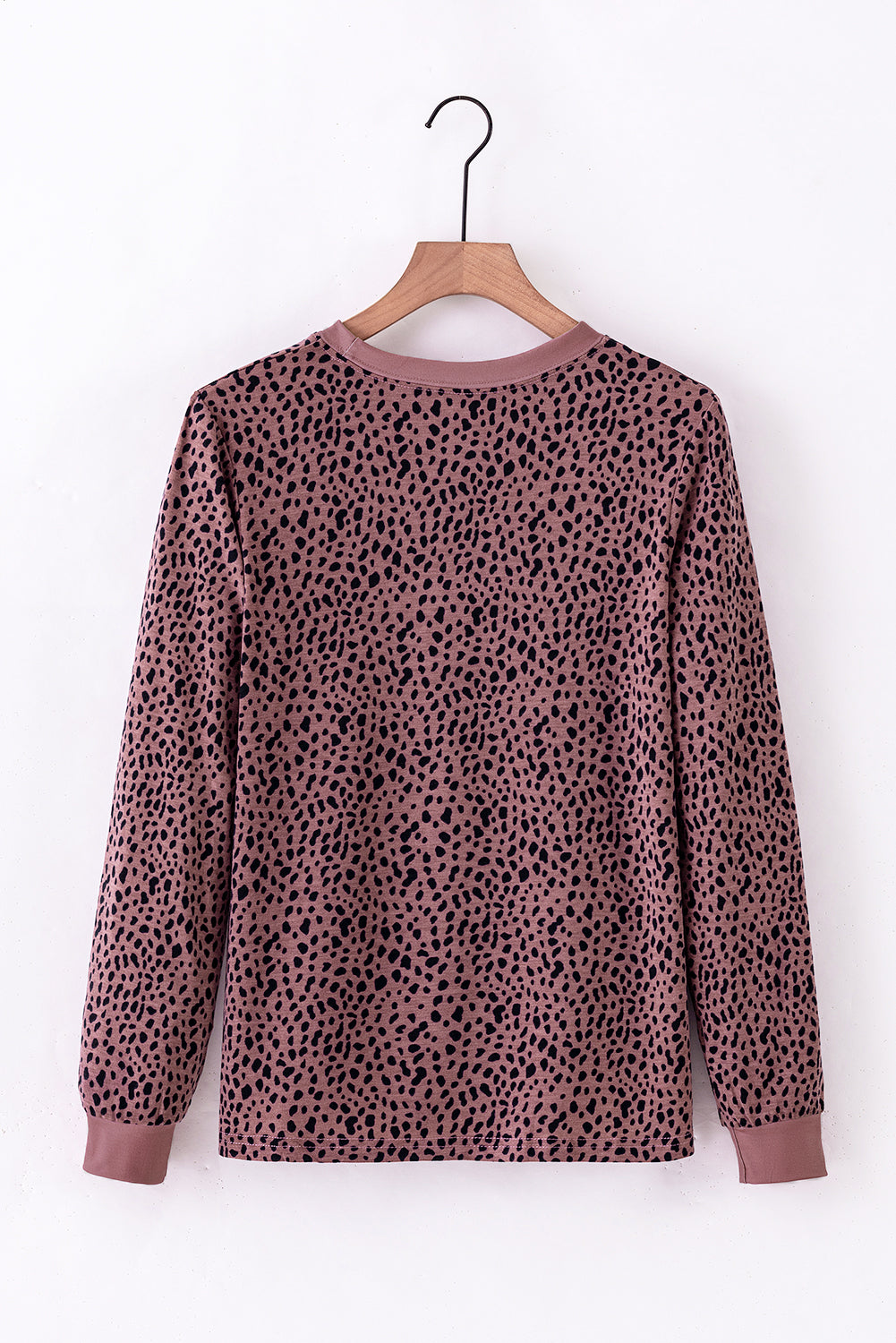 Animal Spotted Print Round Neck Long Sleeve Top