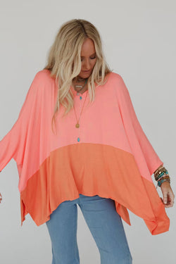 Overdown High Split en el costado en color contrastante Patchwork Naranja Naranja