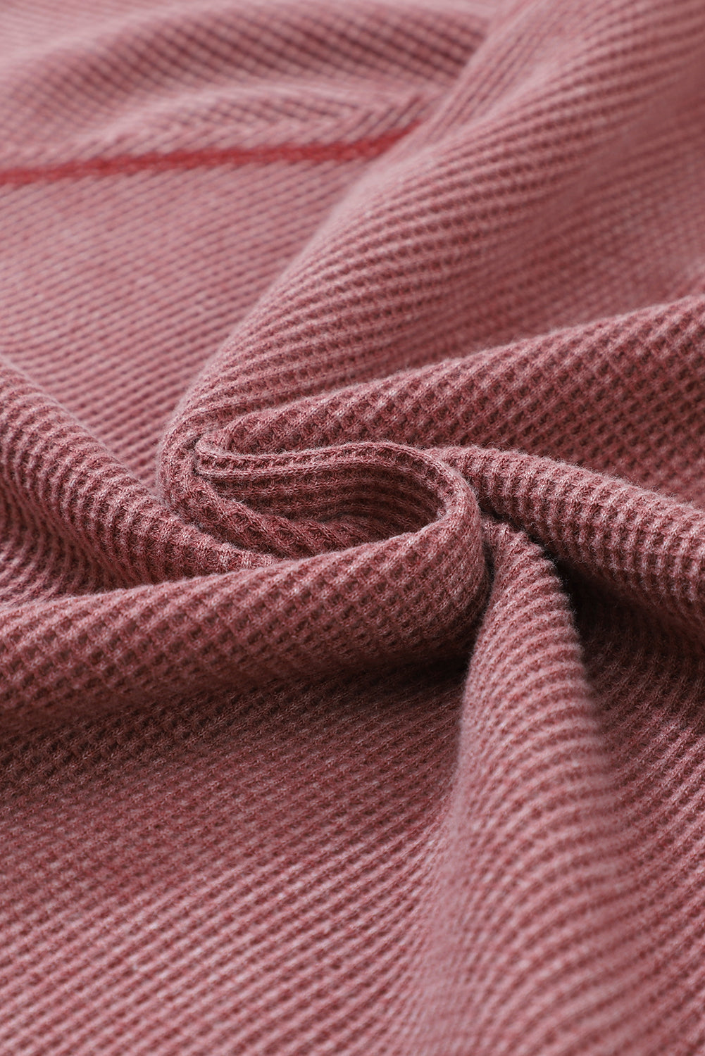 Sweat Henley à manches raglan en tricot gaufré rouge vif
