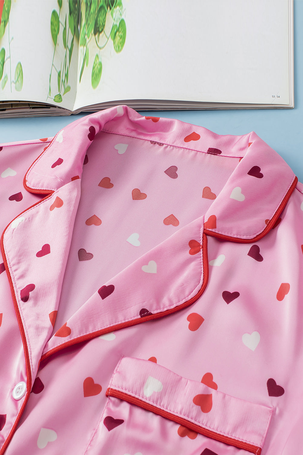 Pink Valentine Herzform Print Plus Size Nightwear