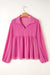 Babydoll bright pink blouse in V -neck and bubble sleeves