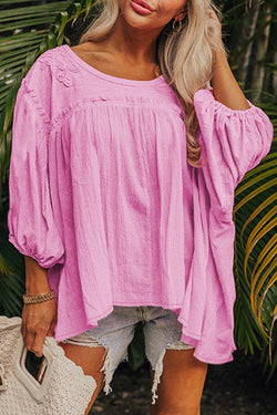 Rose babydoll blouse with bracelet and lace sleeves