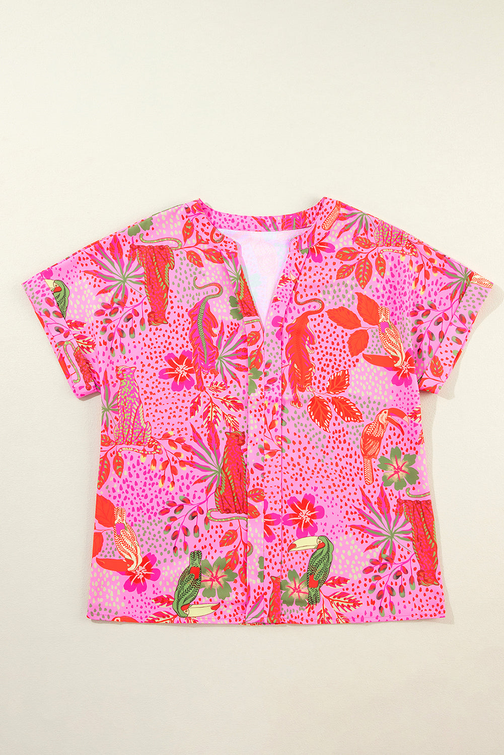 Rose Jungle Floral Stampa di tacca V Neck Blome