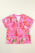 Crowt V -Neck Bluse con estampado floral de la jungla rosa