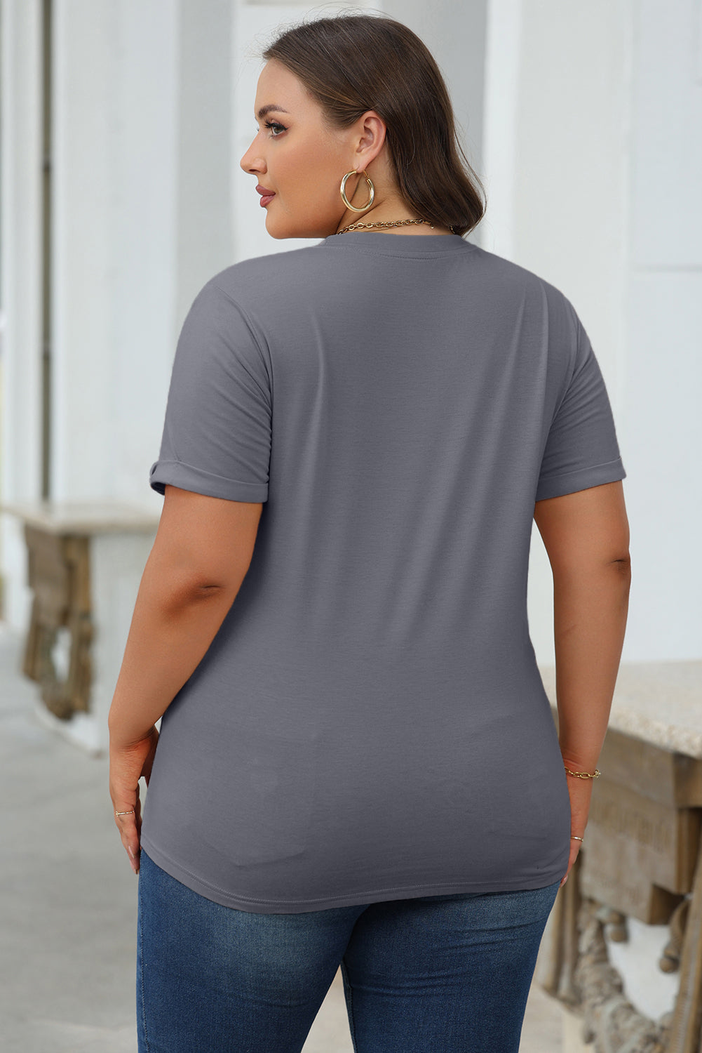 Dimplet gray t-shirt plain with round neck