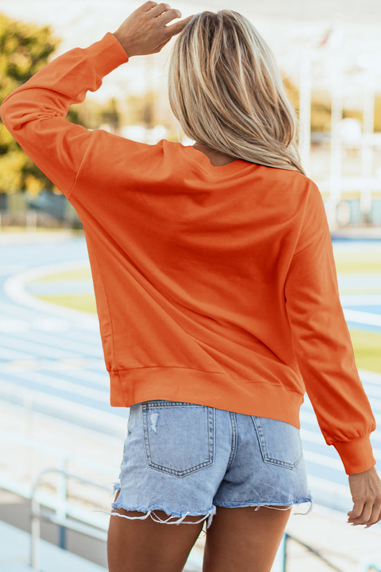 Game Day Russet Orange Garland Drop Shoulder Graphic Sweatshirt