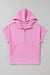 Short-sleeved hoodie with kangaroo pocket and semi-brightness