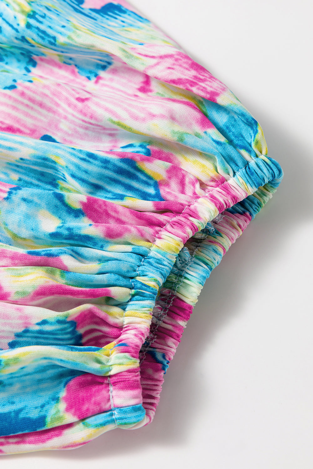 Robe longue à imprimé floral et col carré froncé de grande taille bleu ciel