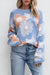 Pull tricoté à épaules tombantes et col rond à fleurs Beau Blue