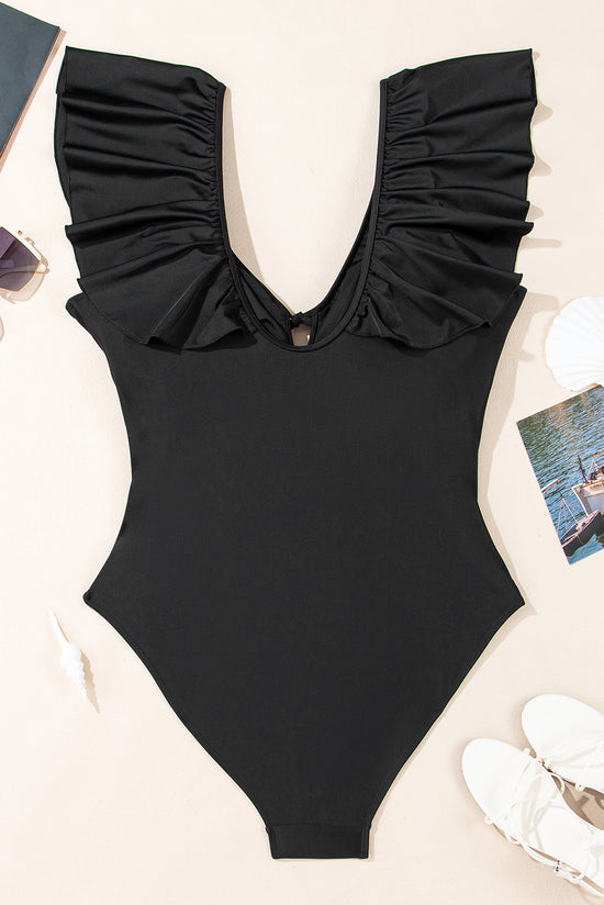 Maillot de bain une pièce noir grande taille *